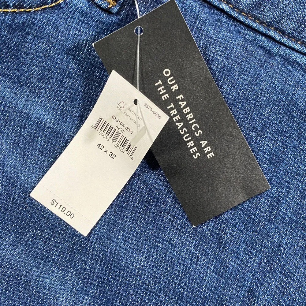 NWT Banana Republic Slim Fit Jeans Mens 42x32 Blue Mid Rise‎ Stretch Medium Wash